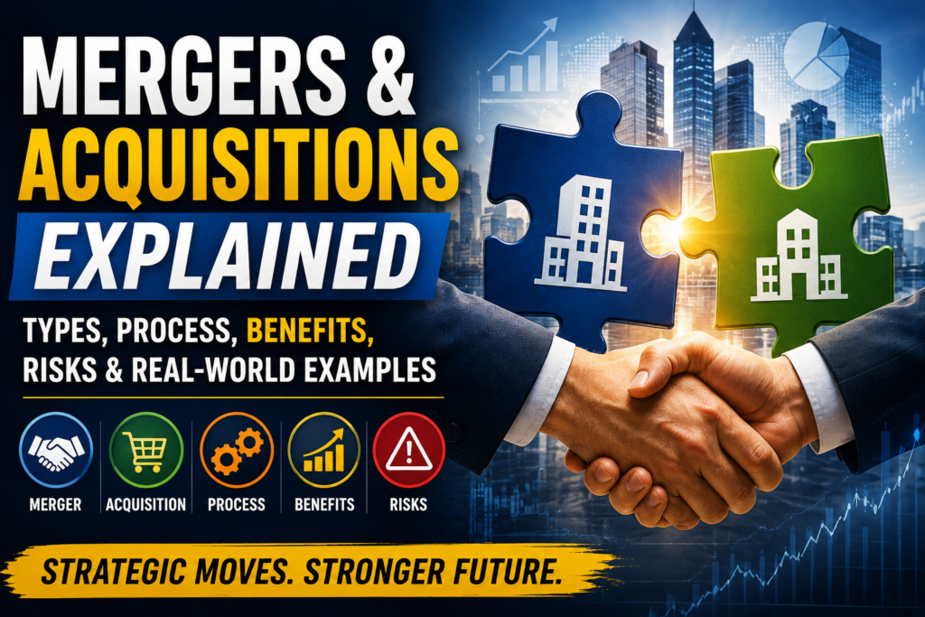 Mergers and Acquisitions Explained: Types, Process, Benefits & Examples (2026)