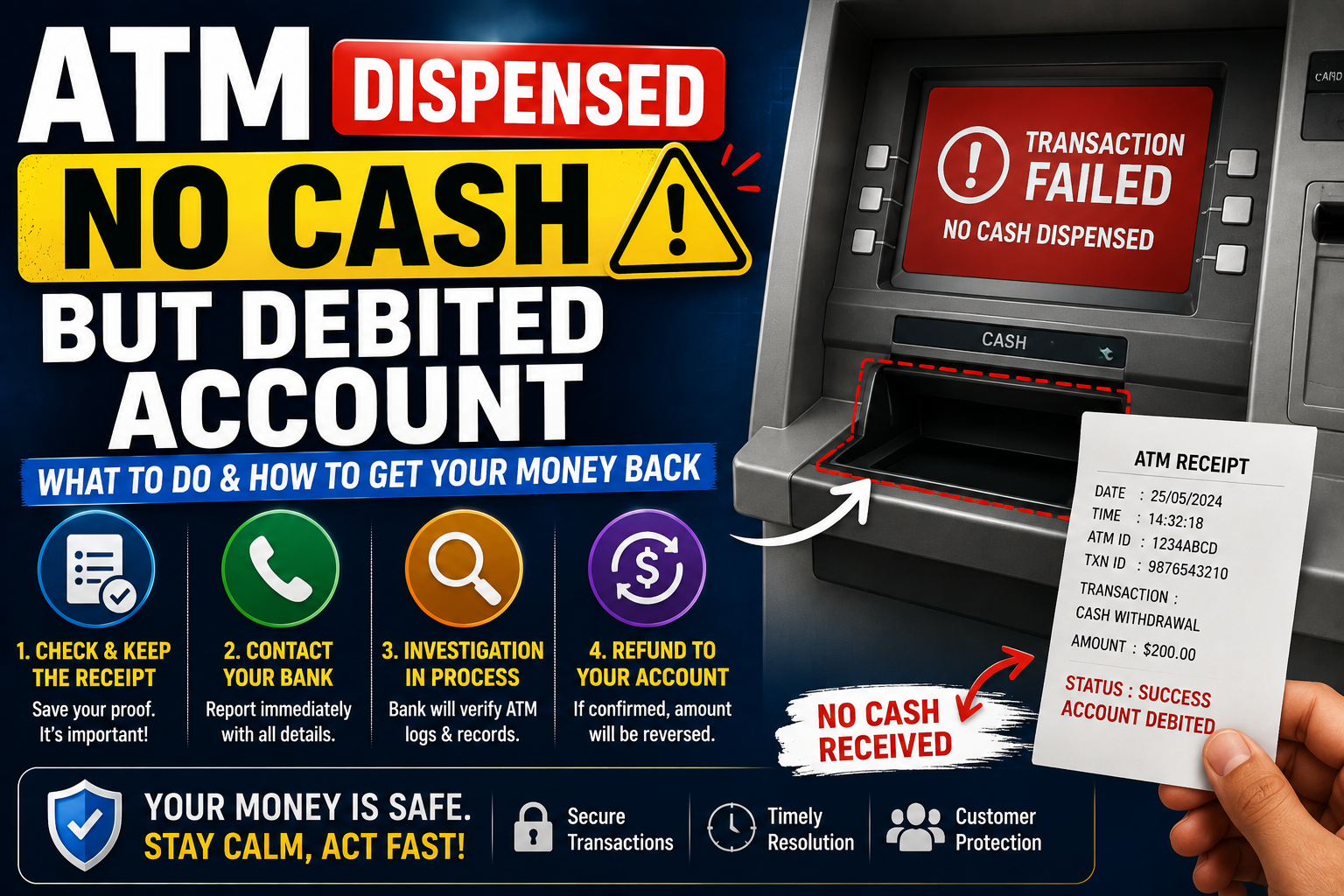 ATM Dispensed No Cash but Debited Account: What to Do If an ATM Transaction Fails